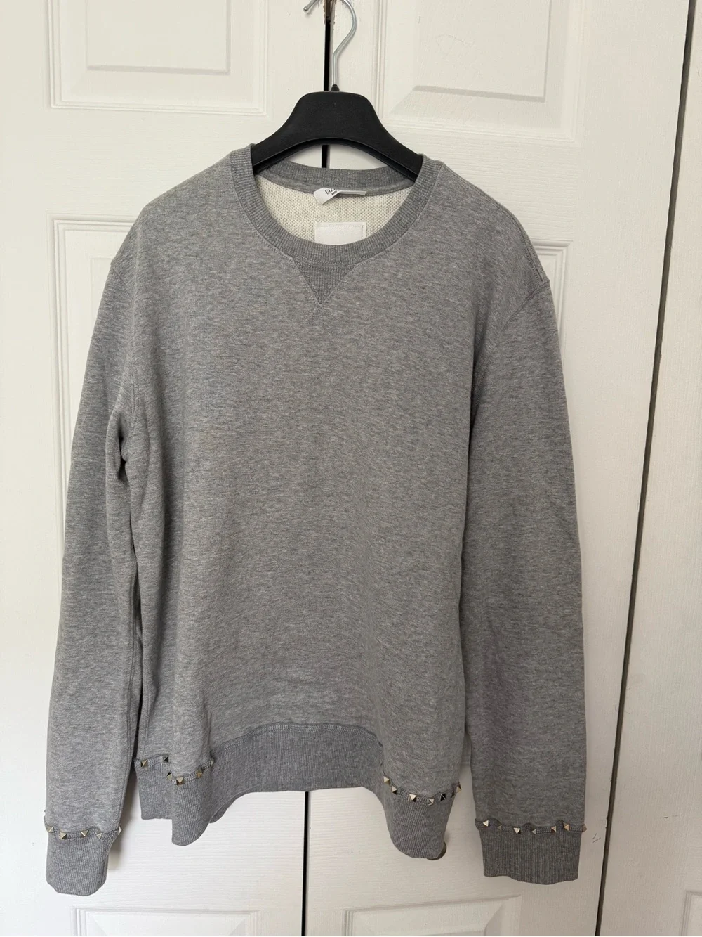 Valentino Men's Grey Rockstud Crewneck Sweatshirt